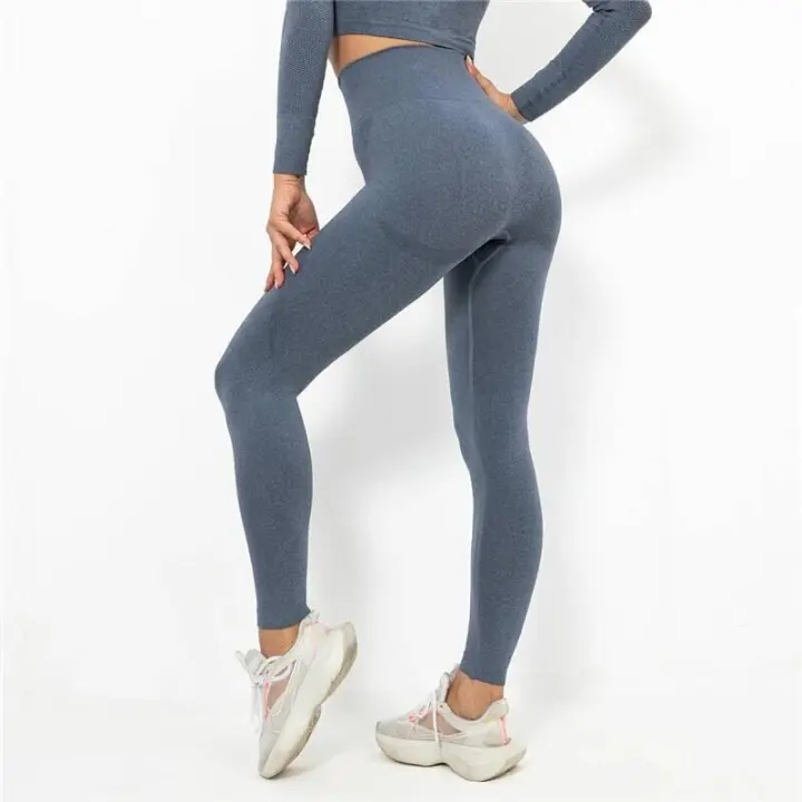 Deportes sin costuras con control de barriga, leggings de cintura ancha para entrenamiento y yoga - 1