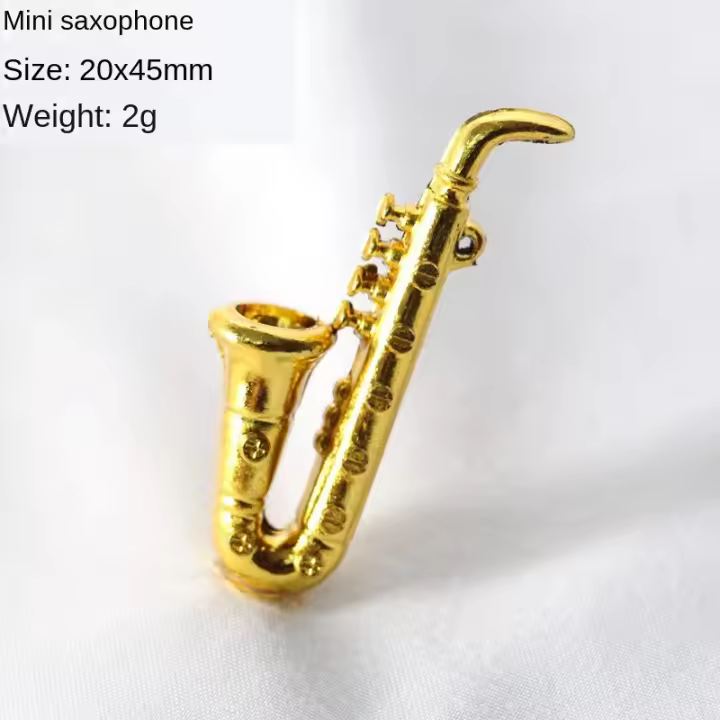 Mini Saxofón Clásico Adorno Musical para Casa de Muñecas Regalo Navideño Ideal - 1