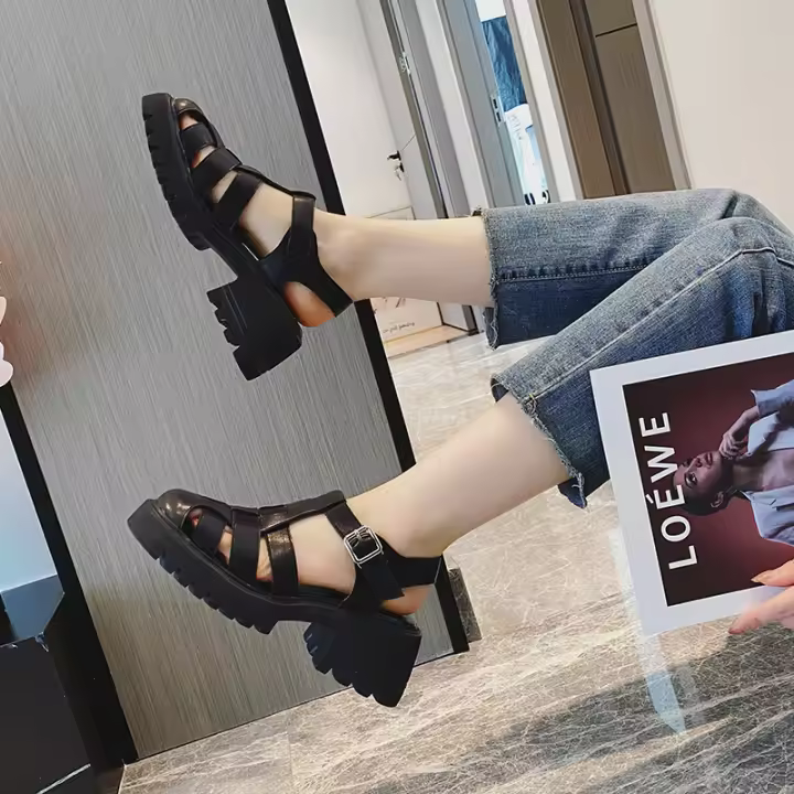 Sandalias Baotou nueva suela gruesa hueca tejida talla 4142 - 1