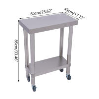 Mesa de Trabajo de Acero Inoxidable 23.6*17.7 Con Escritorio Inferior 4 Ruedas - details 1
