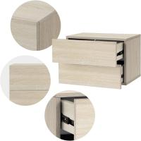 2 Mesillas Noche 42x29x30 cm Beige Roble Somona Armario Colgante 2 Cajones Cómoda Flotante Armario Pared Cajonera Mueble Auxiliar Organizador para Dormitotio Salón o Habitación - details 3