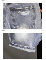 Pantalones cortos vaqueros a la moda para hombre, estilo veraniego, versión coreana, corte fino, marca Hip Hop, pantalones de longitud media para grupo pequeño - details 7
