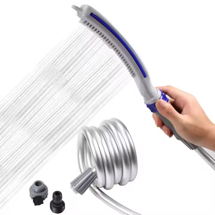 Con manguera flexible, cabezal de ducha para perros, conector rápido, rociador de lavado de perros ajustable, varita de ducha de plástico para perros para bañarse y limpiar - 1