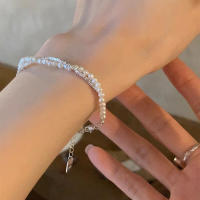 Pulsera de cuentas de plata con fragmentos de perlas pesadas puras de estilo coreano para mujer, regalo exquisito de nicho ligero para joyería Best Fri - details 2