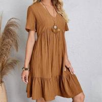 Vestidos de verano para mujer, primavera con cuello en V, mangas cortas, cintura suelta, volantes, campanas, vestidos de vocación - details 13