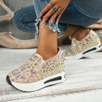 Zapatillas de deporte de malla con bordado Floral para mujer, zapatos de tacón cómodos informales sin cordones, novedad de 2023 - details 3