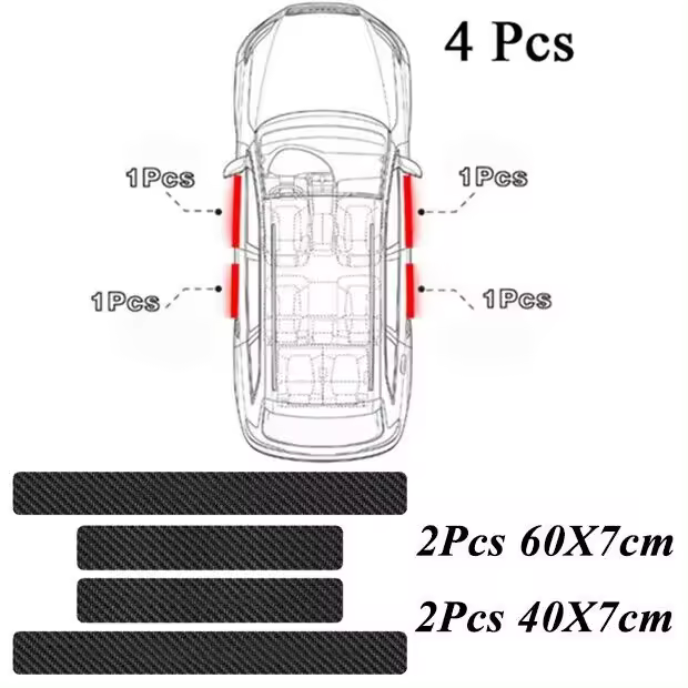 Cubierta de desgaste para placa de puerta de coche, antiarañazos pegatina, accesorios para Toyota, 4 piezas/8 piezas - 1