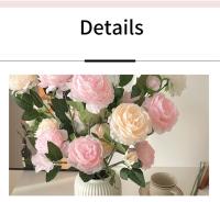 2 uds realista 3 cabezas flor de peonía Artificial 64CM DIY peonía flor simulada flores artificiales de seda para decoración de boda en casa - details 5