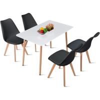 Juego de Mesa de Comedor y Sillas, 1 Mesa Redonda de 80 cm + 4 Sillas Blancas, de Diseño Nórdico - details 44