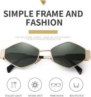 Gafas de sol para mujer, vintage, estrechas, hexagonales, montura de metal, retro, UV400 - details 18
