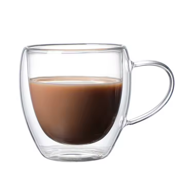 Taza de Café de Vidrio Borosilicato de Doble Capa 250ml Resistente a Altas Temperaturas - 1