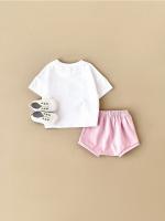 Ropa de bebé de verano Flor Sol Estampado de manga corta Pantalones cortos deportivos de color sólido Conjunto infantil - details 4