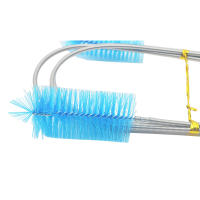 Cepillo de limpieza de acuario para manguera de agua, tubo de lirio, tubo de aire, tubo doblado Flexible de acero inoxidable, cepillo de doble cabezal, limpiador de peceras, cepillo de aire - details 3