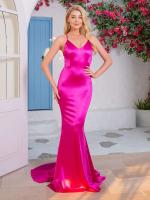 Elegante Vestido de Satén Largo Crujientes de Dos Piernas, Sin Mangas, Cuello en V, Espalda Desubida para Fiestas de Noche y Graduación - details 4