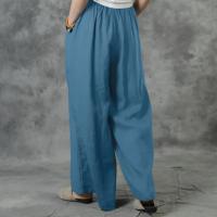 Nuevos pantalones de pierna ancha informales de talla grande de verano, pantalones de cintura elástica de lino y algodón de Color sólido, pantalones con cordón de calle para mujer - details 4