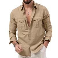 Camiseta informal de manga larga para hombre, camisa con bolsillo, cuello Henley, Azul, Gris, blanco, talla grande 3xl, 2xl, 44, 42 - details 7