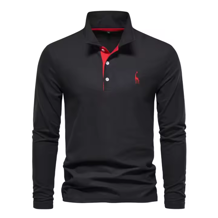 polos hombre manga larga ropa hombre Deer Bordado Polos para hombre Color sólido Polos de manga larga para hombres Nueva primavera Polos de negocios sociales Hombre - 1