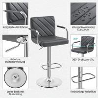 Juego de 2 Taburetes de Bar Altura Ajustable 92-113,5cm Sillas de Bar Asientos Giratorios Diseño Moderno Taburetes Altos Negro - details 48