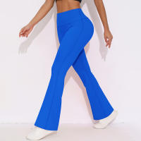 Mallas de Yoga a prueba de sentadillas para mujer, pantalones de Yoga de cintura alta, levantamiento de glúteos, pantalones de tiburón Micro acampanados, pantalones de Yoga ajustados de cintura alta - details 27