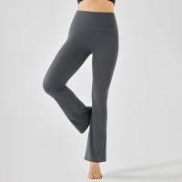 Hamidou-mallas de Yoga de cintura alta para mujer, pantalones de entrenamiento elásticos, de pierna ancha, acampanados, de color sólido, para Fitness - details 34