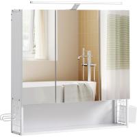 Armario de Baño con Luz LED 16,5 x 70 x 75 cm Toma Corriente Cesta Colgante Soporte para Secador - details 14