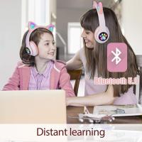 Auriculares Inalámbricos para Niños con Luz LED Diseño de Gato Plegables y Portátiles con Micrófono para Aprendizaje a Distancia - details 4