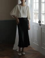 Falda De Seda Satinada Para Mujer Estilo Coreano Champán Oficina Cintura Alta A-line Elegante Sólido Largo Bajo Escritorio 2024 - details 6