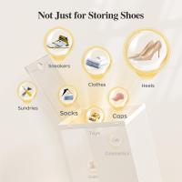 Cajas de almacenamiento de zapatos extragrandes, de plástico transparente, apilables, paquete de 12, zapatero y sustituto, contenedores de tenis, contenedores organizadores de almacenamiento de - details 6