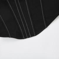 BUNO-Top corto ajustado negro sin mangas con hombros descubiertos, falda súper mini de cintura baja, ropa de calle de verano, conjunto de 2 piezas para mujer - details 13