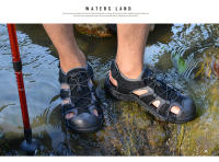 Sandalias de cuero de verano para hombre, zapatos de playa transpirables, cómodas sandalias suaves para caminar y senderismo, sandalias atléticas antideslizantes para exteriores - details 12