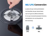 Campana de Gas de Vidrio WEHIMO de 3 Burneros 59 cm, 7750 W, 3 Zonas de Cocina, Adecuada para Todas las Ollas Instalación Integrada, Control de Pomo - details 6