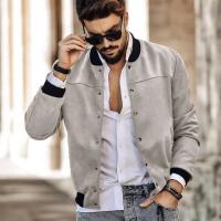 Chaqueta De Cuero Suelto Para Hombre Con Cuello Erguido Estilo Americano Casual Moda Primavera Otoño Botones Cardigan Moto & Biker - details 3