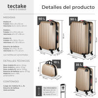 TECTAKE - Juego de maletas PUCCI con 4 piezas, Juego de tres maletas de viaje apilables y un neceser con efecto metalizado, Trolleys con asas laterales y un asa telescópica ergonómica, Maletas con c - details 3