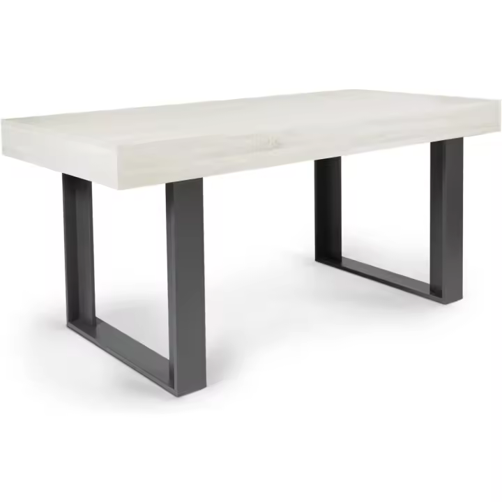 Mesa de comedor extensible rectangular para 6-10 personas, madera y negro, 160-200 cm - 1
