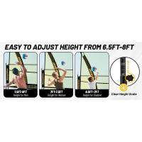 Equipo de entrenamiento Mangostar, sistema con patio trasero de altura ajustable, red de práctica de voleibol, ajuste de servicio con picos, - details 2