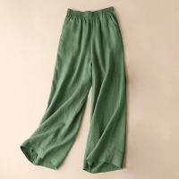 Pantalón de mujer de lino y algodón pantalón de pierna ancha ligero y suelto - details 3