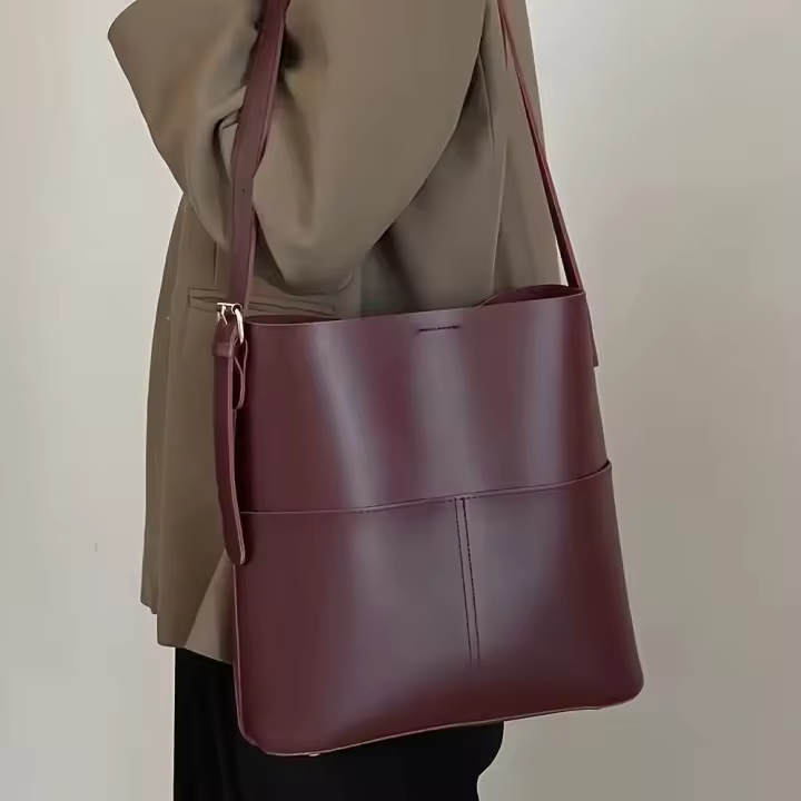 Bolso tipo cubo de gran capacidad para mujer, bolso cruzado convertible y bolso de mano con cierre a presión, bolso de viaje de trabajo espacioso en negro/blanco/, elegante bolso de hombro diario para mujer, bolso versátil, bolso elegante, asas resistente - 1