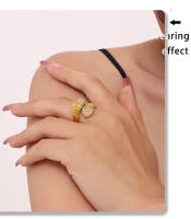 Anillo Corazón Serpentine with Circonita de Color Anillo de Mujer de Acero Inoxidable Chapado en PVD Gold 18K Joyas de Lujo para Mujer - details 4