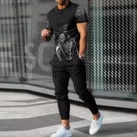Conjunto deportivo de 2 piezas para hombre, traje de jogging con estampado 3D, moda de verano, nuevo estilo, camiseta de manga corta con sonrisa divertida y pantalón - details 0