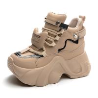 Zapatillas altas de cuero para mujer Zapatos chunky de primavera con cordones - details 3