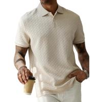 Polo de Jacquard para Hombre Solapa de Color Sólido, Manga Corta, Mezcla de Poliéster, Ropa Deportiva Informal para Primavera y Otoño, Ropa para Hombre Caliente - details 0