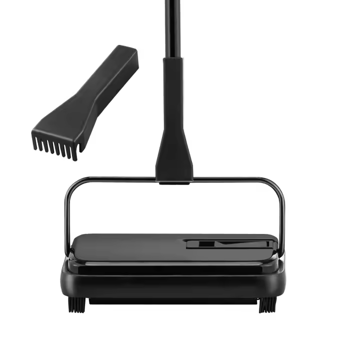 SucceBuy barredora de alfombras, 7,87 pulgadas de camino de barrido, barredora manual no eléctrica, capacidad de cubo de basura de 300 ml con peine para oficina en casa, alfombras, madera dura, laminado, limpia el polvo y el pelo de mascotas - 1