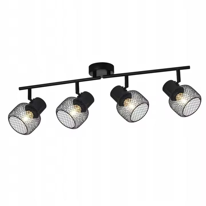 CBJKTX 4 Focos Max.25W Techo Metal Negro 4 Bombillas Giratorio 330 °   LED E27 Interior para Comedor Cocina Habitación Infantil - 1