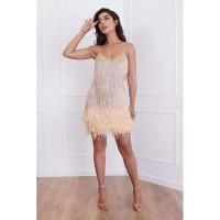 Nueva moda vestido de empalme de plumas de lentejuelas con flecos vestidos coloridos - details 7