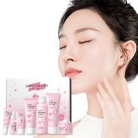 7 uds/5 uds/Set Sakura conjunto de cuidado de la piel para mujer regalo crema Facial suero tóner limpiador Facial protector solar crema para ojos caja de regalo cara W1W3 - details 0