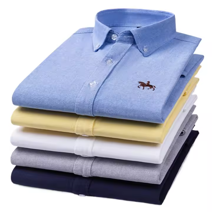 Camisas de caballo bordadas para hombre, ropa de calle de gran tamaño, 2025 algodón, Oxford, informal, manga larga, talla grande, 100% - 1