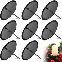 4 Uds corona 8 cm soporte de Metal de Adviento plato de vela de Navidad con decoración de mesa negra con punta - details 0