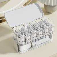 Caja de almacenamiento de cables de plástico duradero, caja de cables de cargador apilable a prueba de polvo, transparente con compartimentos, organizador de cables de datos para el hogar - details 4