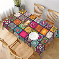 Mantel bohemio rectangular de poliéster, Mandala, ciclo bohemio, colorido, Festival, fiesta, decoración del hogar - details 1
