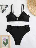 Bikini sexy, traje de baño de dos piezas, conjunto de bikini de cintura alta, traje de baño para mujer con realce, ropa de playa 2025 - details 5